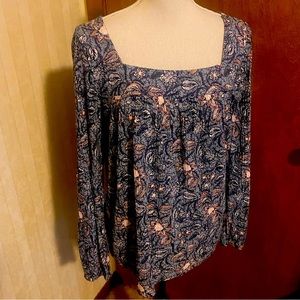 Lucky Brand Printed Peasant Blouse